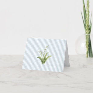 Liljekonvalj blomstermålning blå rand tack kort