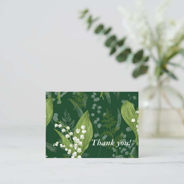 Liljekonvalj från dalen med ormbunksväxter || Mörk Anteckningskort (Stående Fram)