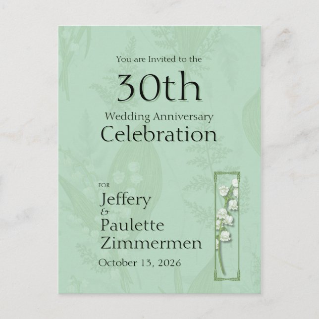 Liljekonvalj från Valley med ormbunkar || anpassad Vykort (Framsida)