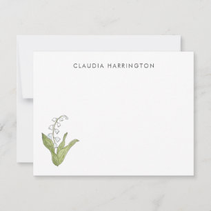 Liljekonvalj Handillustrerad Vårblomma Anteckningskort
