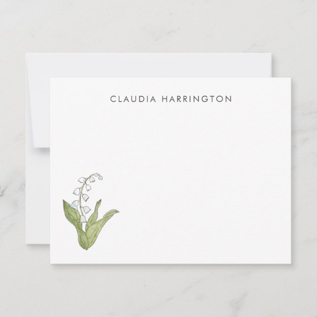 Liljekonvalj Handillustrerad vårblomma Anteckningskort (Framsida)