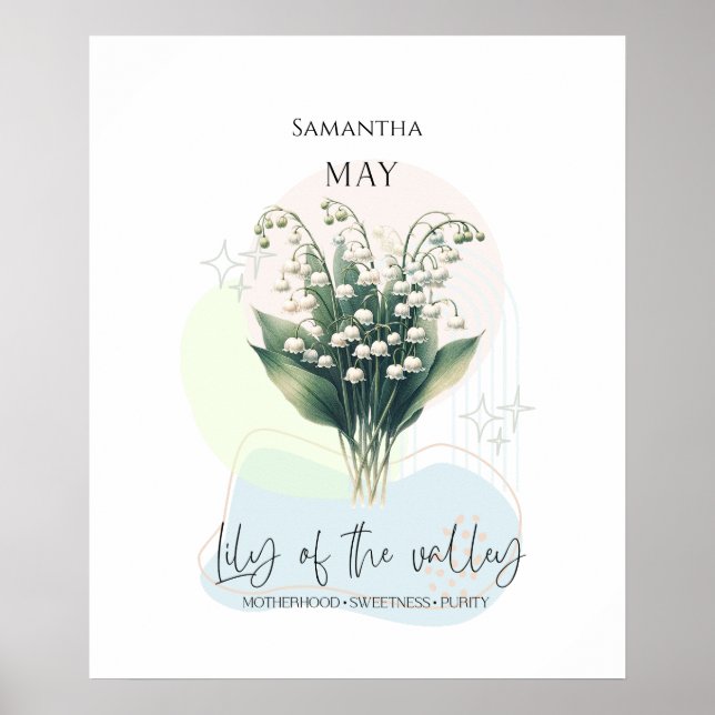 Liljekonvalj Majens födelsedagsblomma Poster (Framsidan)