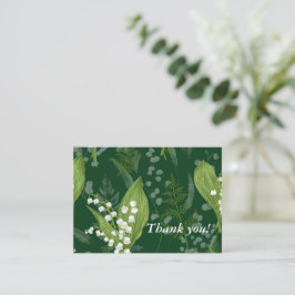 Liljekonvalj med ormbunkar || Mörkgrön specialdesi Anteckningskort