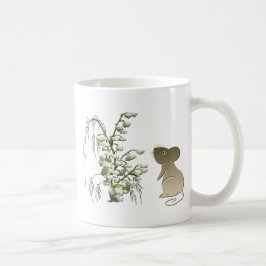 Liljekonvalj och gullig muskonst kaffemugg