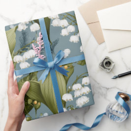 Liljekonvalj och hagtorn Blommig mönster Presentpapper