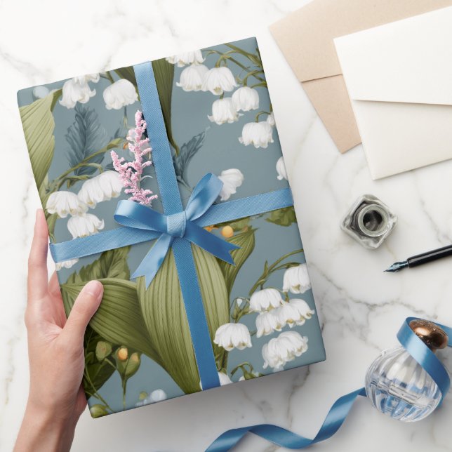 Liljekonvalj och hagtorn Blommig mönster Presentpapper (Gifting)