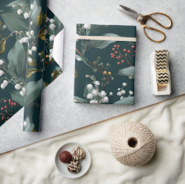 Liljekonvalj och hagtorn Blommigt mönster Presentpapper