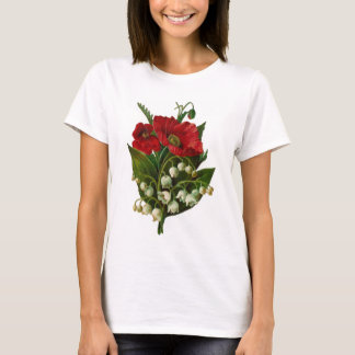 Liljekonvalj- och vallmovintagedesign tee