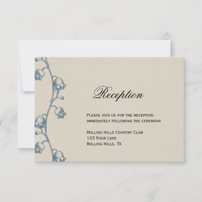 Liljekonvalj på Ecru Linne Bröllopsfest Inbjudningar (Framsida)