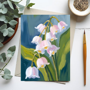 Liljekonvalj Vattenfärg Målad Blomma Vykort
