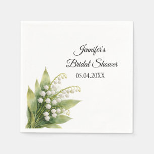 Liljekonvalj Vit Blommig Bröllopsdusch Pappersservett