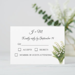 Liljekonvalj Vit Blommig Modern RSVP OSA Kort