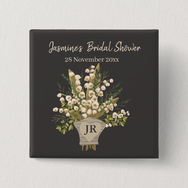 Liljekonvaljbouquet Bröllopsdusch  Knapp (Framsida)
