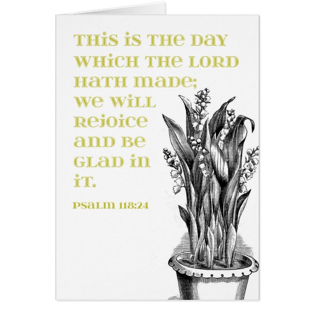 Liljekonvaljer för Psalm118:24grönt Hälsningskort (Framsidan)