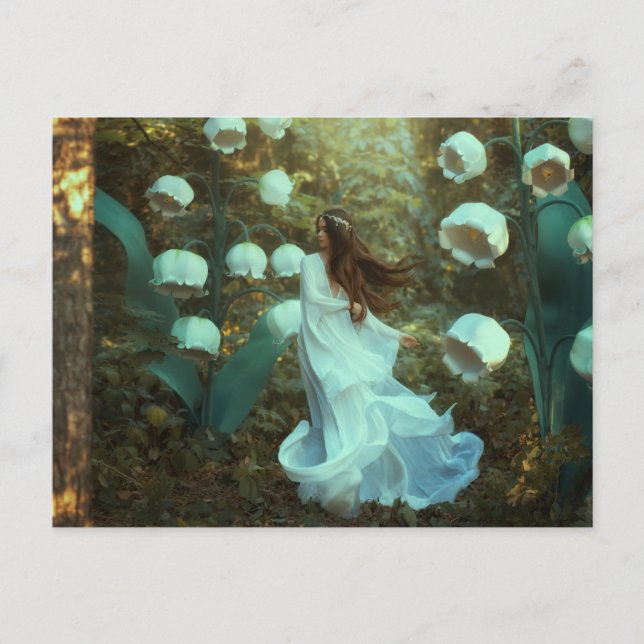 Liljekonvaljfairi fantasyskog  vykort (Framsida)