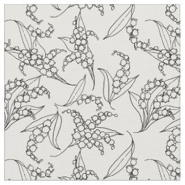 Liljekonvaljsvarten skisserar på vitblommigt tyg