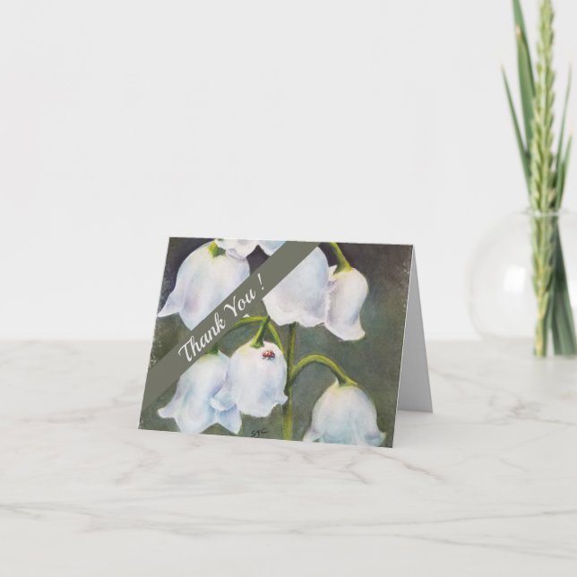 Liljekonvaljvattenfärgblommigt Tack Kort (Framsida)