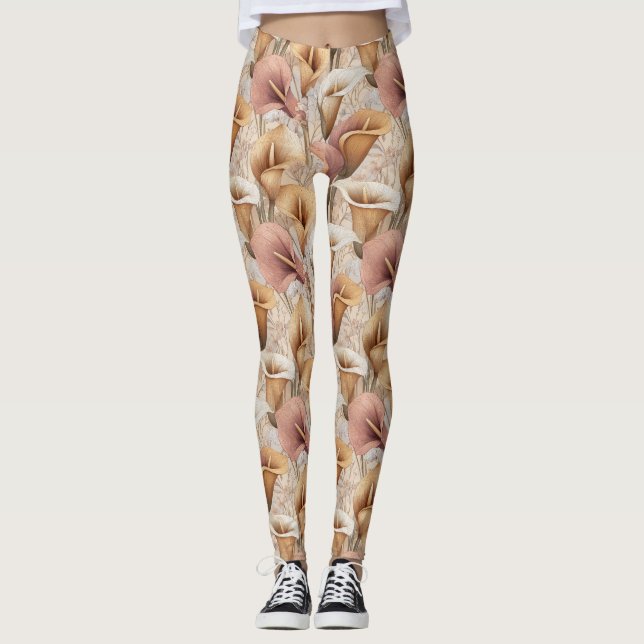 Liljor Förlossning Kallaliljor Lyx Kvinnor Leggings (Framsida)