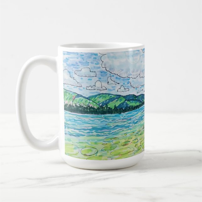 Liljor i sjö kaffemugg (Vänster)