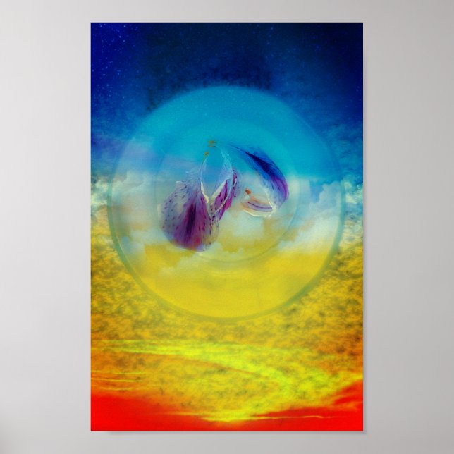 Liljornas hjärta, abstrakt surrealistisk konst poster (Framsidan)