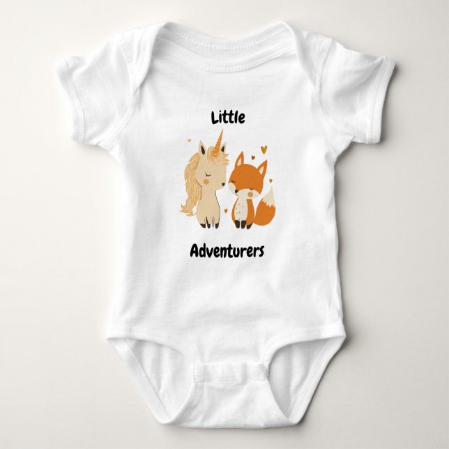 Lilla Adventurers Unicorn & Fox Baby Cute Friends T Shirt (Framsida)