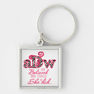 Lilla ADW kvadrerar keychain Fyrkantig Silverfärgad Nyckelring