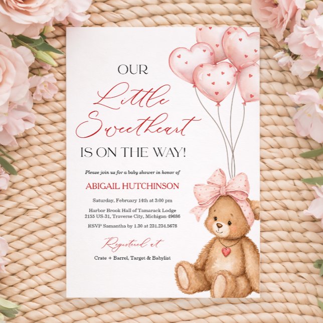 Lilla Älskling Alla Hjärtans Dags Bebisfest Inbjudningar (Little Sweetheart Valentine Baby Shower Invitation)