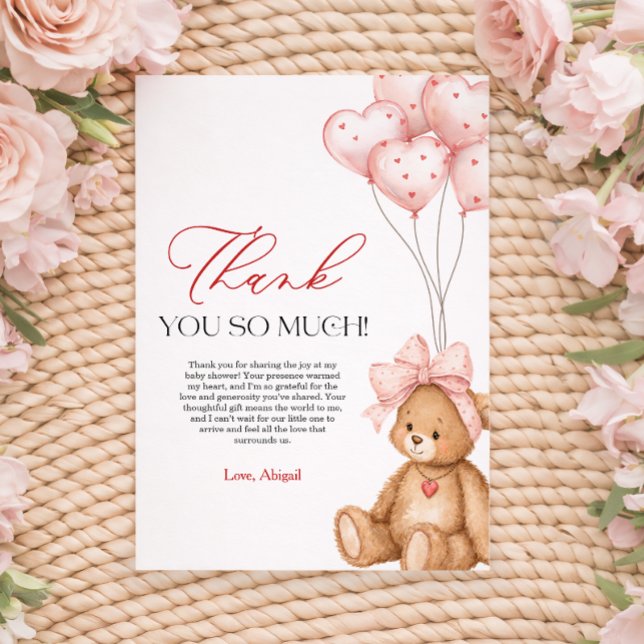 Lilla Älskling Alla Hjärtans Dags Bebisfest Tack Kort (Little Sweetheart Valentine Baby Shower Thank You Card)