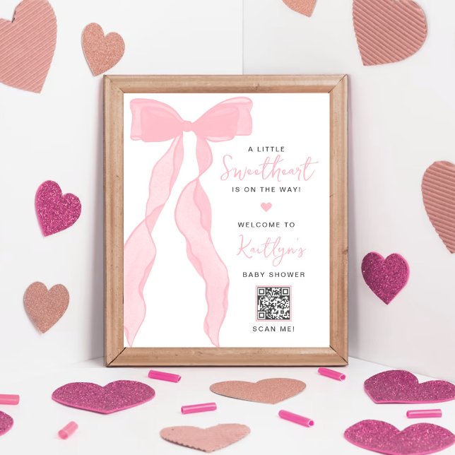 Lilla Älskling Elegant Rosa Båge Barnkalas Poster (Skapare uppladdad)