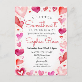 Lilla Älskling Februari Födelsedagsfest för Flicko Vykort