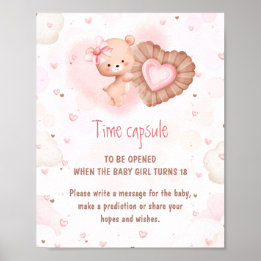 Lilla Älskling Rosa Baby Shower Spel Tids Kapsel  Poster