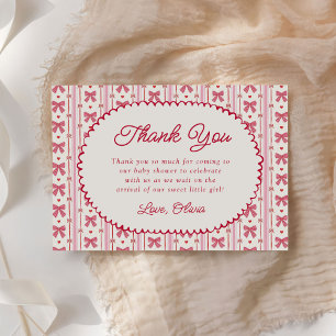 Lilla Älskling Rosa Röd Ros Babyshower Tack Kort