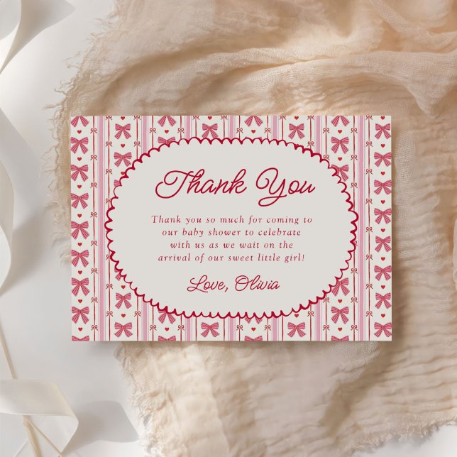 Lilla Älskling Rosa Röd Ros Babyshower Tack Kort (Skapare uppladdad)