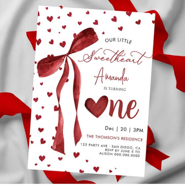 Lilla Älskling Valentine 1-årsdag Inbjudningar (Skapare uppladdad)