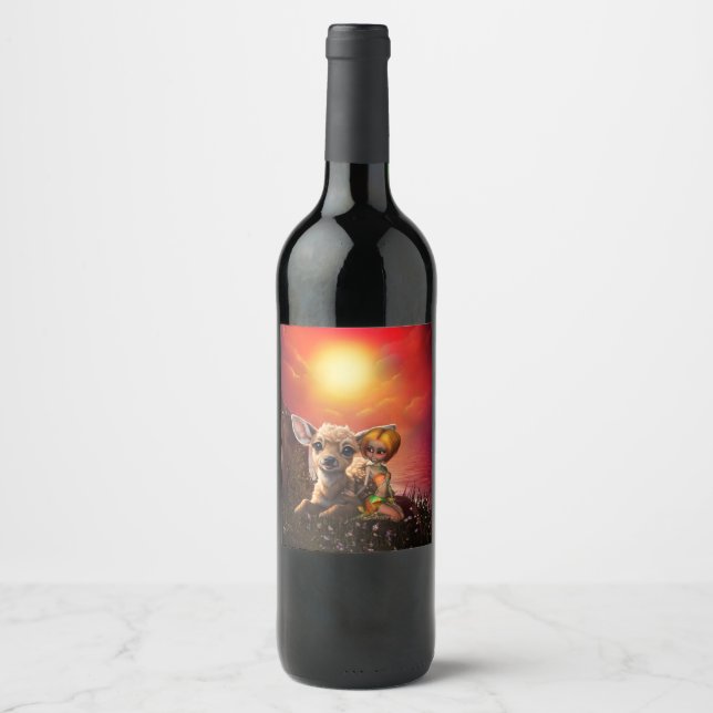 Lilla älv och den söta fadern. vinflaska etikett (Framsida)