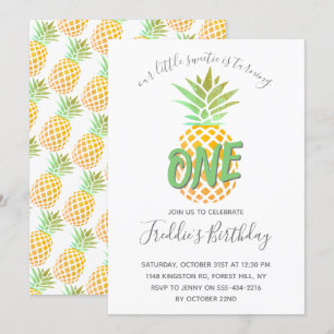 Lilla ananas 1:a födelsedag inbjudningar