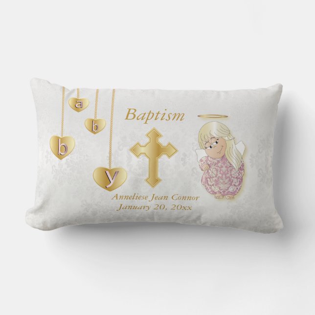 Lilla Angel Girl Baptism Design Lumbarkudde (Framsida)