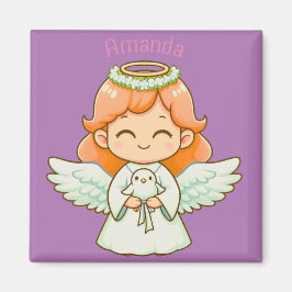 Lilla änglarflicka och fågel magnet