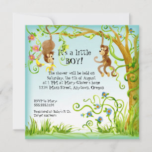 Lilla apa, pojke baby shower-inbjudan inbjudningar