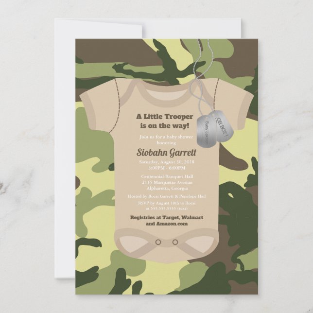 Lilla armén eller militärt Camo Baby Shower Inbjudningar (Framsida)