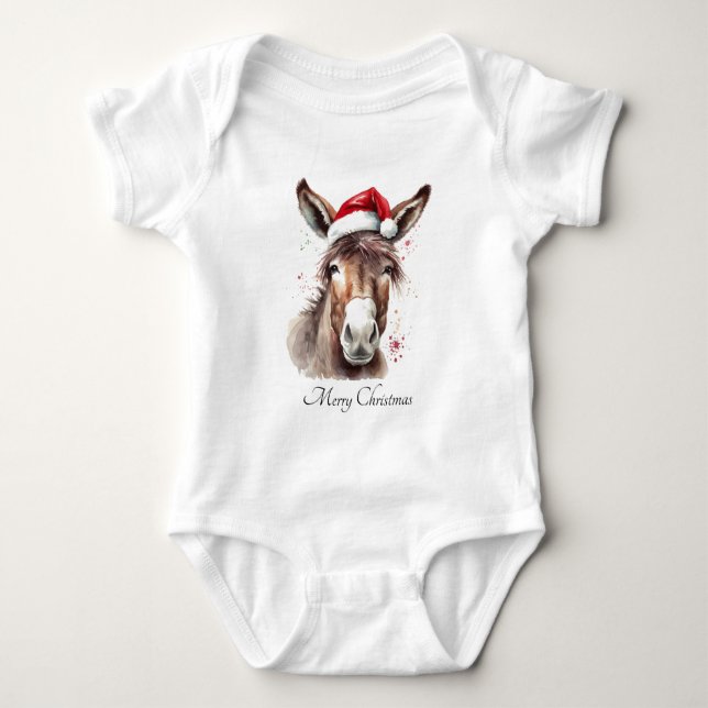 Lilla åsna första julkläder t shirt (Framsida)