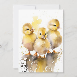 Lilla Baby Ankor i vattenfärger Julkort