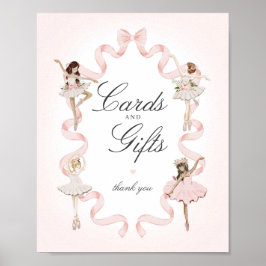 Lilla Ballerina-kort och gåvor från födelsedagssky Poster