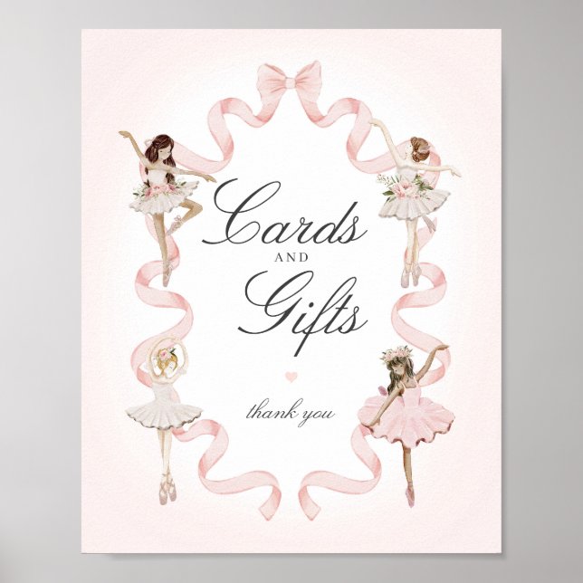 Lilla Ballerina-kort och gåvor från födelsedagssky Poster (Framsidan)