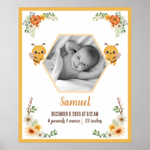 Lilla Bee Baby Birth Stats Poster