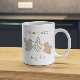 Lilla Beige Birdies - Bättre tillsammans söta fågl Kaffemugg