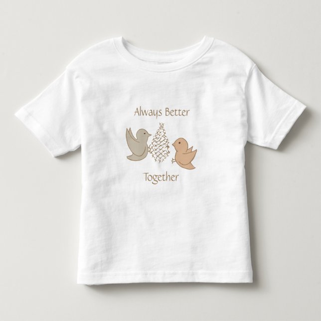 Lilla Beige Birdies vid Feeder - Bättre tillsamman T Shirt (Framsida)