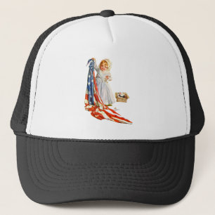 Lilla Betsy Ross och den amerikanska flaggan Truckerkeps