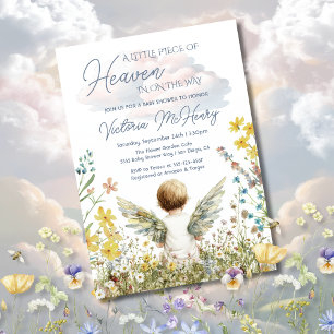 Lilla Biet i Heaven Angel Baby Shower Inbjudningar