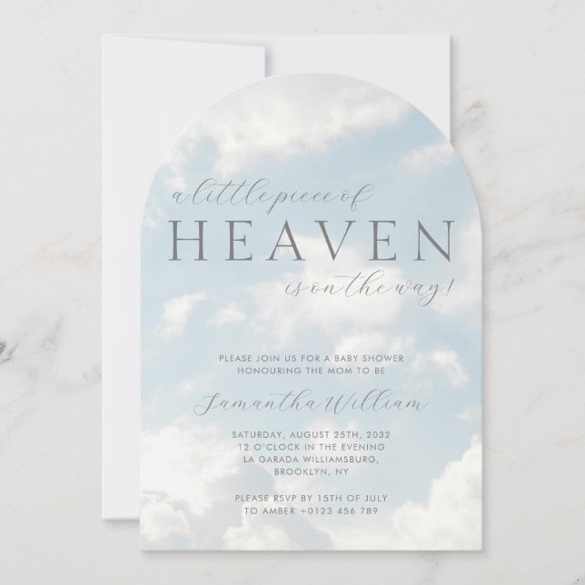 Lilla Biet i Heaven Baby Shower Cloudy Inbjudningar (Framsida)